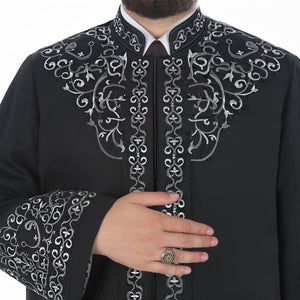 Black Architect Sinan Muslim Long Kurta  S, M, L Islamic Mens Wear, Bordured Thobe, Galabiyya, Jubbah