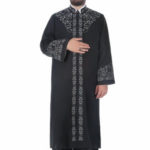 Schwarzer Architekt Sinan Muslim Long Kurta S, M, L Islamische Herrenbekleidung, Bordured Thobe, Galabiyya, Jubbah
