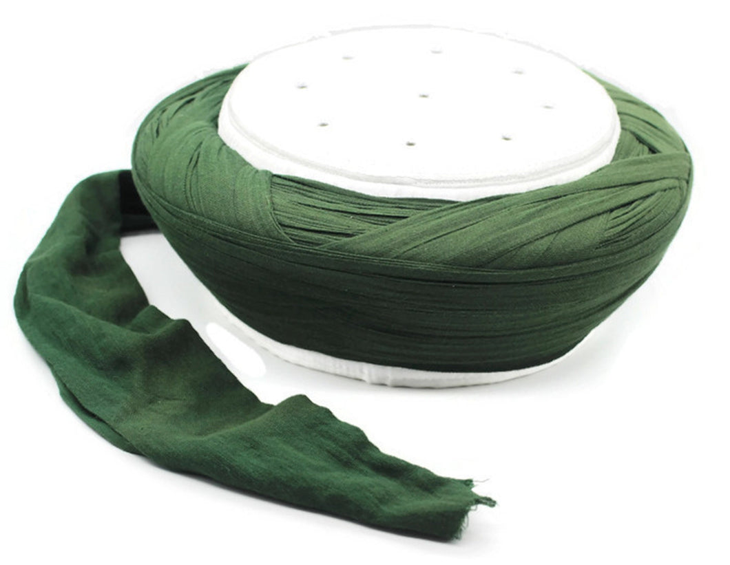 Handmade White&Green Sarik, imamah with 9 hole, Kufi Cap, Muslim Men's Hat Cap, Skullcap, with 6 meter turban, Islamic Hat, Muslim hat, kofi