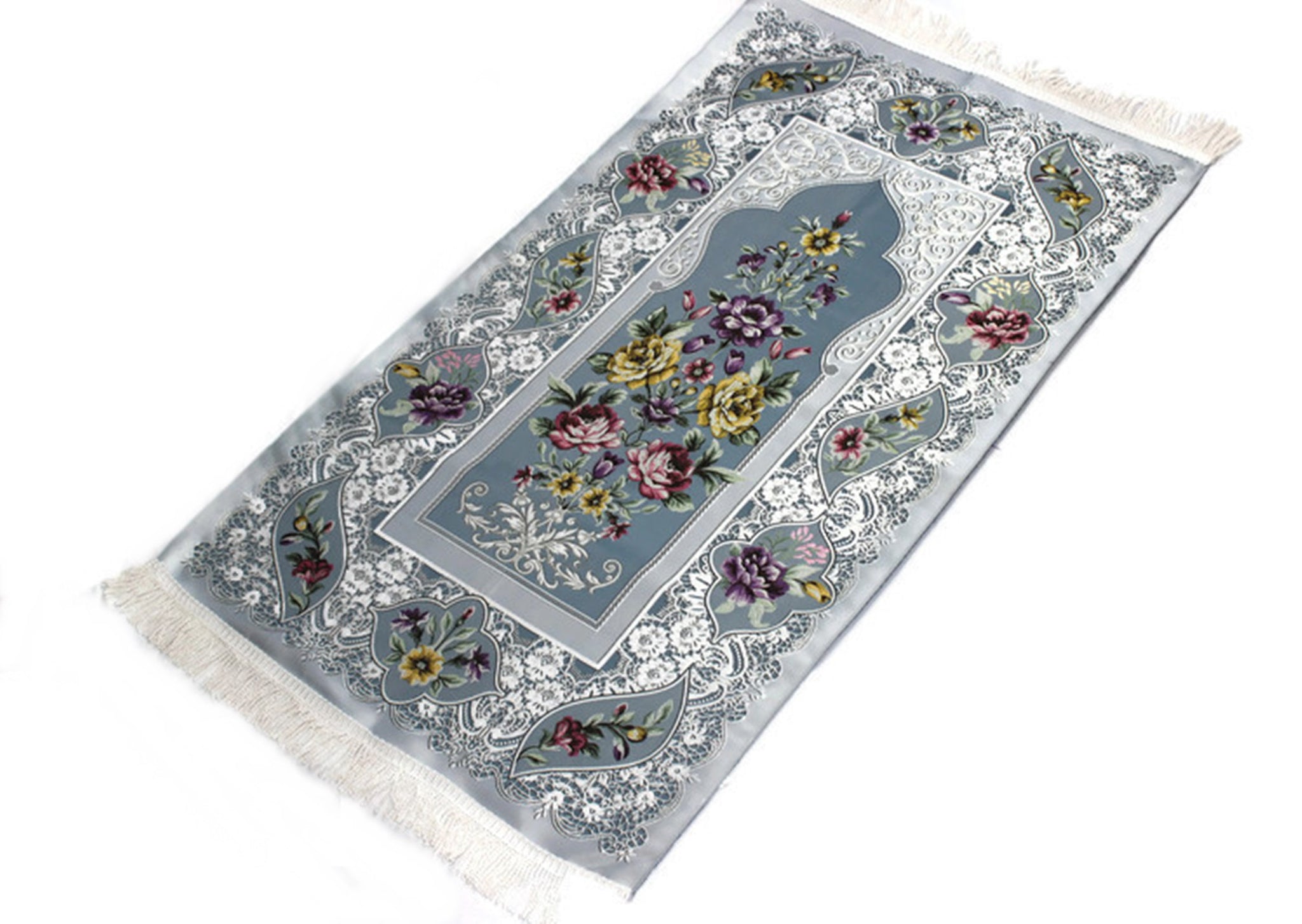 Lined Sejadah with Flowers - Luxury Prayer Mat - Prayer Rug - Janamaz - Elegant, High Quality, Luxury - A Unique Islamic Gift - islamicbazaar