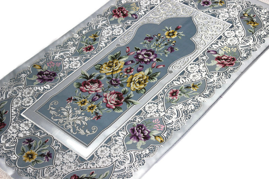 Lined Sejadah with Flowers - Luxury Prayer Mat - Prayer Rug - Janamaz - Elegant, High Quality, Luxury - A Unique Islamic Gift - islamicbazaar