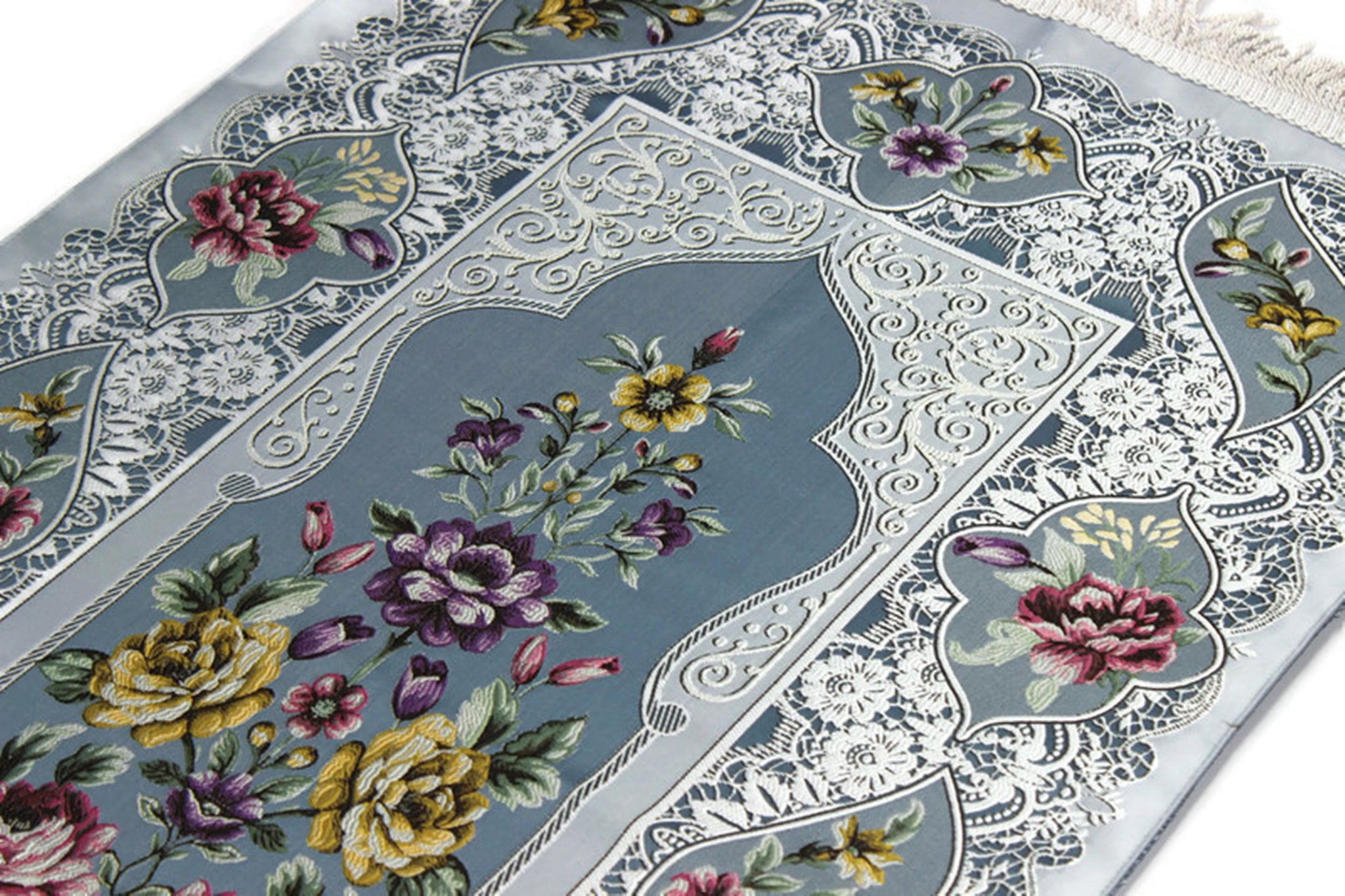 Lined Sejadah with Flowers - Luxury Prayer Mat - Prayer Rug - Janamaz - Elegant, High Quality, Luxury - A Unique Islamic Gift - islamicbazaar