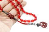 Crveni Amber Tasbih sa 925 srebrenih rese, Misbaha, 33 kom. Molitvene perle, muslimanski darovi, - islamicbazaar