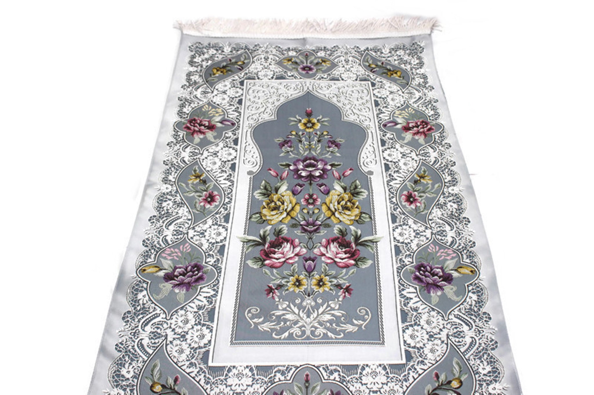 Lined Sejadah with Flowers - Luxury Prayer Mat - Prayer Rug - Janamaz - Elegant, High Quality, Luxury - A Unique Islamic Gift - islamicbazaar