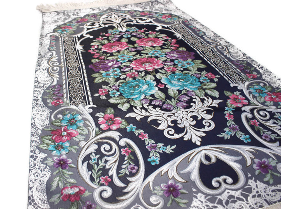 Full of Blossoms Lined Sejadah with Flowers - Luxury Prayer Mat - Prayer Rug - Janamaz - Elegant, A Unique Islamic Gift - islamicbazaar