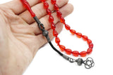 Fire Red Amber Tasbih 925 Стерлинг Күмүш Тассел менен, Мисбаха, 33 даана Тилек мончоктору - islamicbazaar