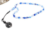 Blue Amber Tasbih With 925 Sterling Silver Tassel, Misbaha, 33 Pcs Prayer Beads - islamicbazaar