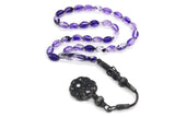 Ljubičasta Amber Tasbih sa srebrom od 925 srebra, Misbaha, 33 kom. Molitvene perle - islamicbazaar