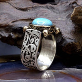 फ़िरोज़ा अंगूठी स्टर्लिंग चांदी, अरबी सुलेख अंगूठी, दिसंबर जन्म का रत्न अंगूठी, रत्न अंगूठी, Stackable अंगूठी, अंडाकार अंगूठी, कच्चे पत्थर