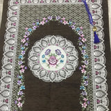 Dark Brown Floral Sejadah - Lux Prayer Mat - Prayer Rug - Janamaz - Elegant, High Quality, Luxury - A Unique Islamic Gift
