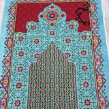 फ़िरोज़ा ज्यामितीय सेजदाह - लक्स प्रार्थना की चटाई - प्रार्थना गलीचा - जनमज़ - सुरुचिपूर्ण, उच्च गुणवत्ता, विलासिता - एक अनूठा इस्लामी उपहार