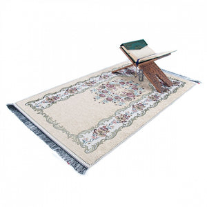 Lux Cream Flowers Islamic Prayer Rug, Portable Sejadah, Travel Prayer Rug, Salat Musallah Sejadah Janamaz