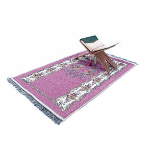 Lux Lilac Flowers Islamic Prayer Rug, Portable Sejadah, Travel Prayer Rug, Salat Musallah Sejadah Janamaz