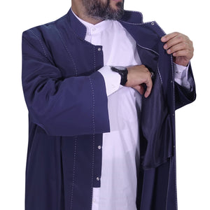 Dark Blue Punto Jubbah S, M, L, XL, XXL  Punto Jubbah, Islamic Mens Wear, Mens Abaya, Thobe, Galabiyya, Long Kurta, Cubbe AKCN06