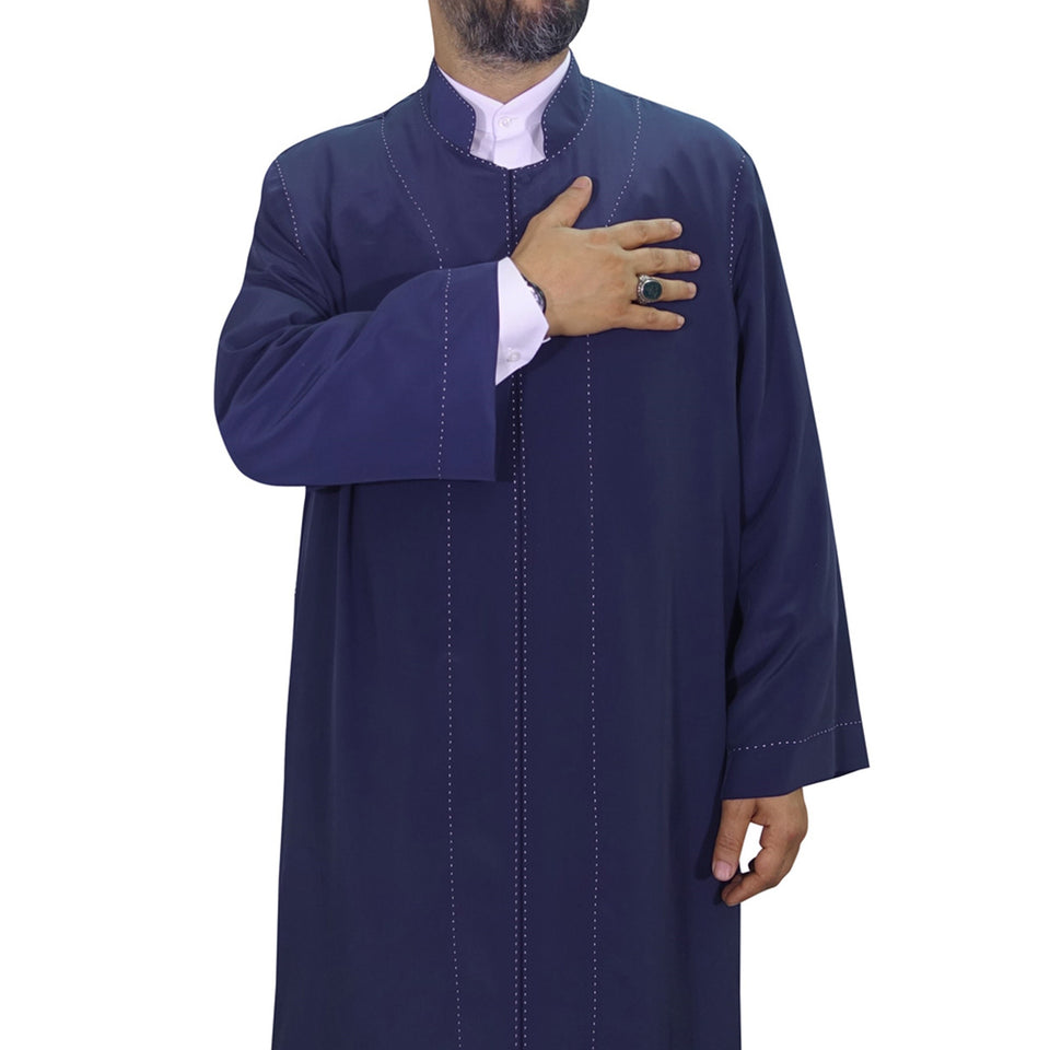 Dark Blue Punto Jubbah S, M, L, XL, XXL  Punto Jubbah, Islamic Mens Wear, Mens Abaya, Thobe, Galabiyya, Long Kurta, Cubbe AKCN06