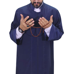 Dark Blue Punto Jubbah S, M, L, XL, XXL  Punto Jubbah, Islamic Mens Wear, Mens Abaya, Thobe, Galabiyya, Long Kurta, Cubbe AKCN06