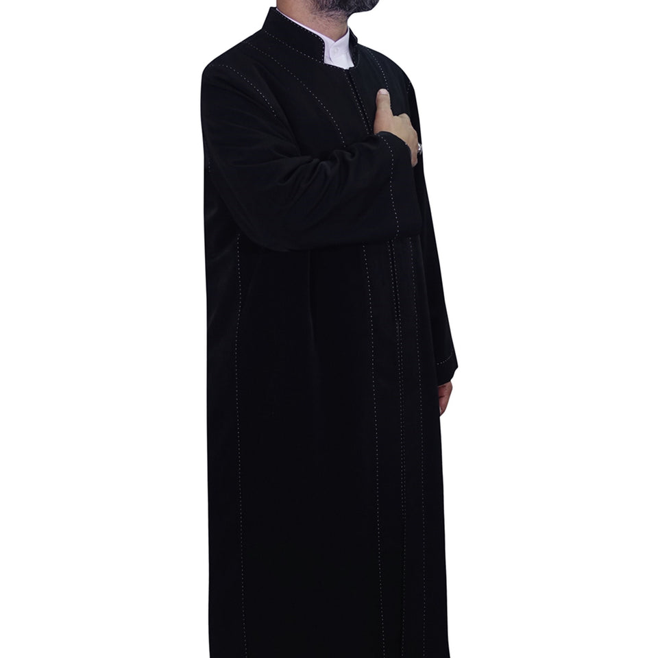 Black Punto Jubbah S, M, L, XL, 2XL  Punto Jubbah, Islamic Mens Wear, Mens Abaya, Thobe, Galabiyya, Long Kurta, Cubbe AKCN08