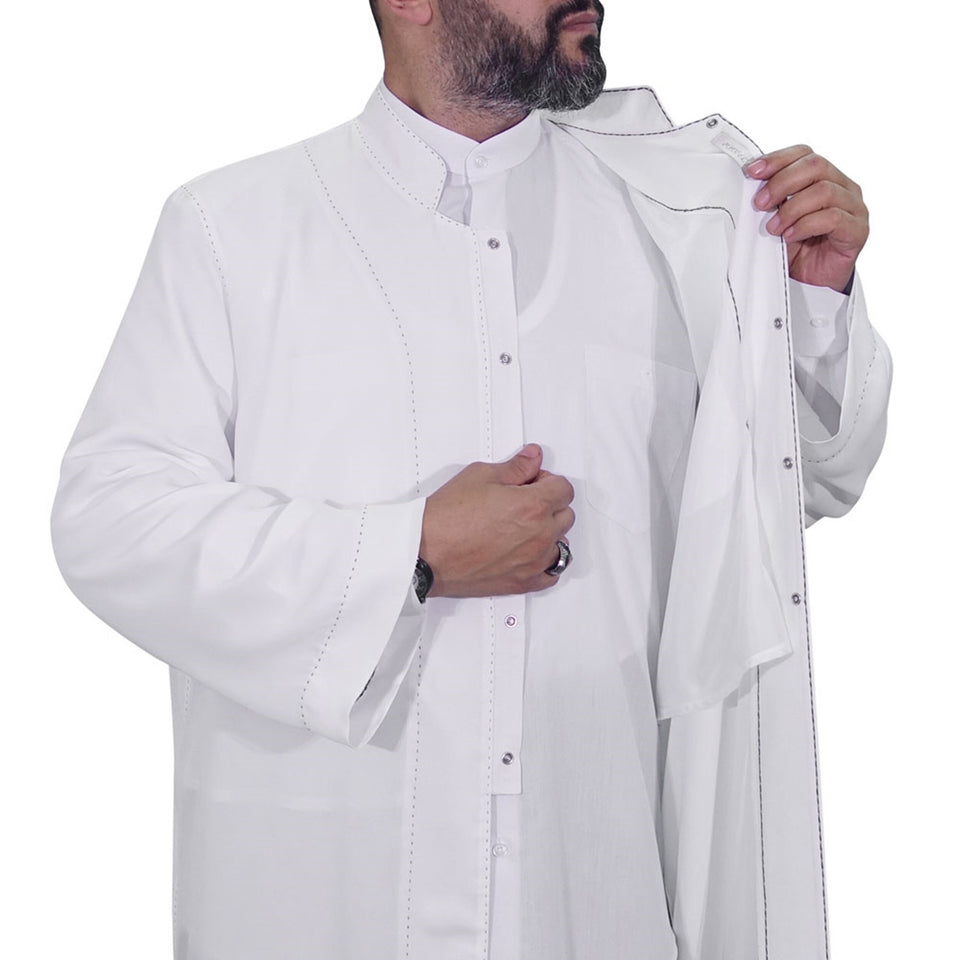 White Punto Jubbah S, M, L, XL, XXL  Punto Jubbah, Islamic Mens Wear, Mens Abaya, Thobe, Galabiyya, Long Kurta, Cubbe AKCN09