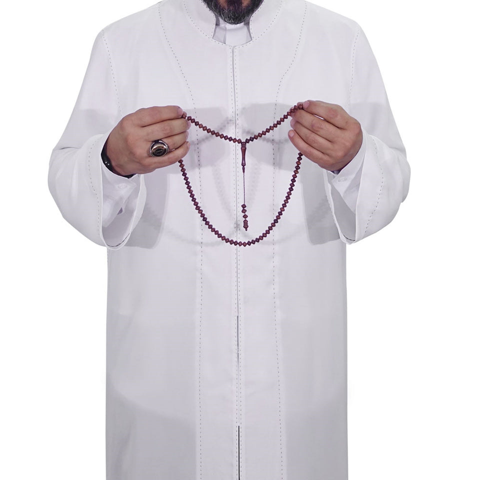 White Punto Jubbah S, M, L, XL, XXL  Punto Jubbah, Islamic Mens Wear, Mens Abaya, Thobe, Galabiyya, Long Kurta, Cubbe AKCN09