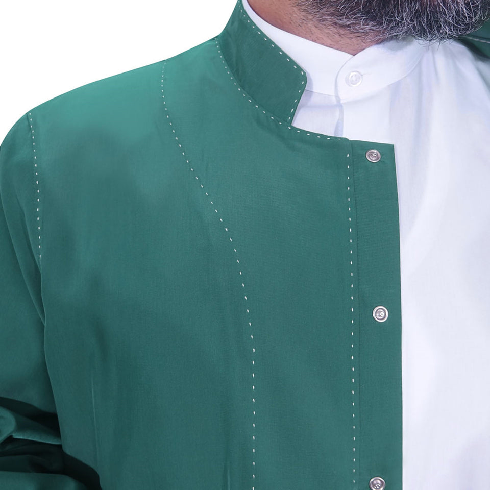 Green Punto Jubbah S, M, L, XL, XXL  Punto Jubbah, Islamic Mens Wear, Mens Abaya, Thobe, Galabiyya, Long Kurta, Cubbe AKCN10