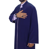 S, M, L, XL, XXL Navy Blue Jubba with Bias Mens Wear, Thobe Galabiyya, Jubbah, Omani, Jellabiya, Disdash, Robe, Kurtah, Sunnah, AKCN15