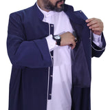 S, M, L, XL, XXL Navy Blue Jubba with Bias Mens Wear, Thobe Galabiyya, Jubbah, Omani, Jellabiya, Disdash, Robe, Kurtah, Sunnah, AKCN15