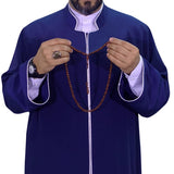 S, M, L, XL, XXL Navy Blue Jubba with Bias Mens Wear, Thobe Galabiyya, Jubbah, Omani, Jellabiya, Disdash, Robe, Kurtah, Sunnah, AKCN15