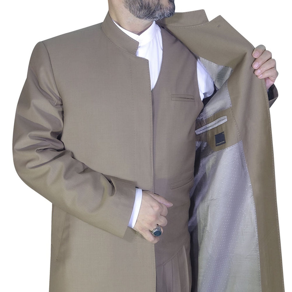 Brown Modest Suit and Shalwar for Muslims, Lux Jubba and Modest Trausers, Sunnah Clothing, Mens Islamic Clothes AKCN18
