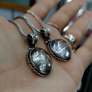Ručno rađena ogrlica od Najafa od kamena, srebrna ogrlica od ajata Al Kursija, jedinstveni islamski nakit, ideja za poklon