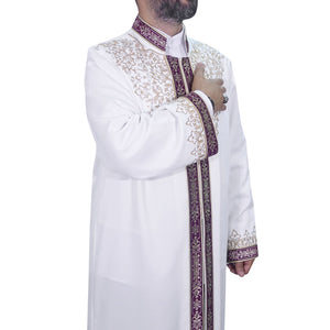 Sahzada S, M, L, XL  Embroidered Cream Jubbah, Islamic Mens Wear, Mens Abaya, Thobe, Galabiyya, Long Kurta, Lux Cubbe AKCN01