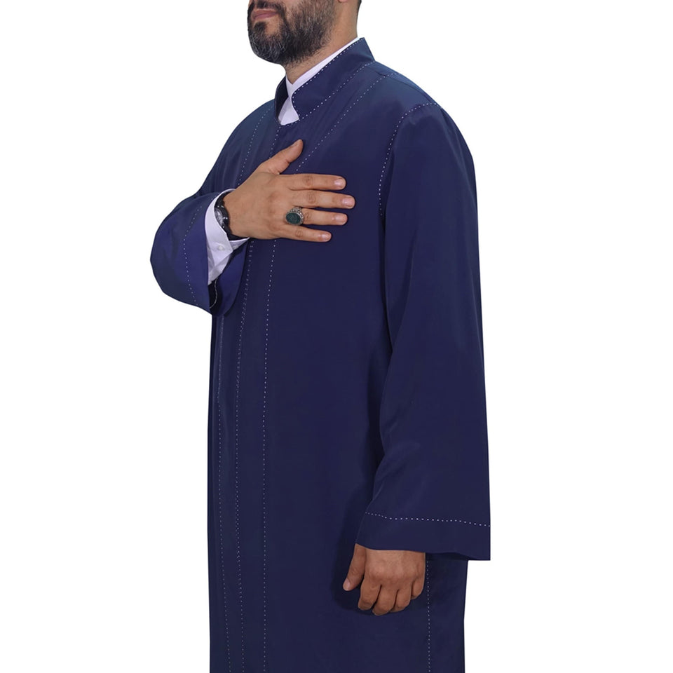 Dark Blue Punto Jubbah S, M, L, XL, XXL  Punto Jubbah, Islamic Mens Wear, Mens Abaya, Thobe, Galabiyya, Long Kurta, Cubbe AKCN06