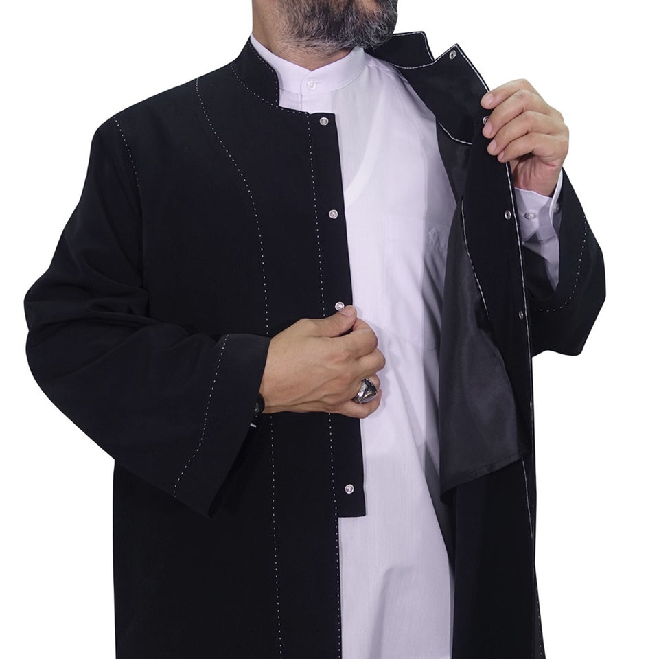 Black Punto Jubbah S, M, L, XL, 2XL  Punto Jubbah, Islamic Mens Wear, Mens Abaya, Thobe, Galabiyya, Long Kurta, Cubbe AKCN08