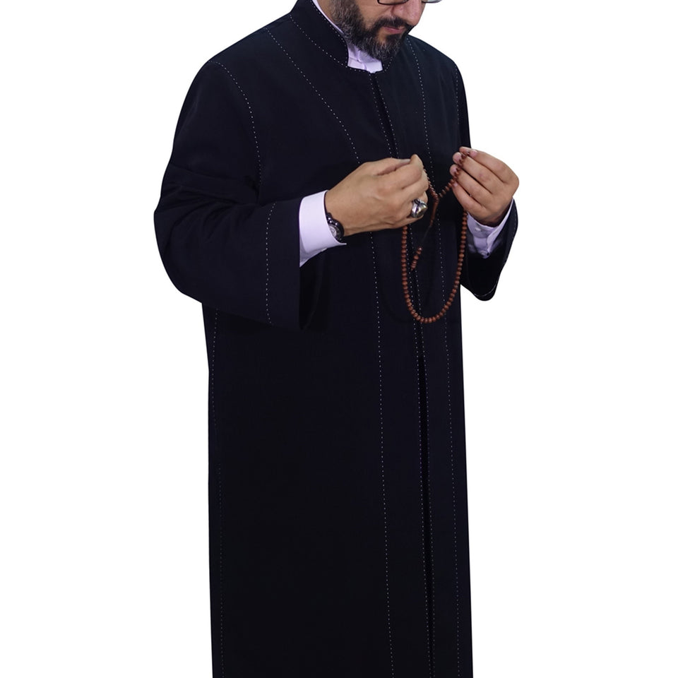Black Punto Jubbah S, M, L, XL, 2XL  Punto Jubbah, Islamic Mens Wear, Mens Abaya, Thobe, Galabiyya, Long Kurta, Cubbe AKCN08