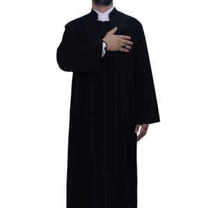 Black Punto Jubbah S, M, L, XL, 2XL  Punto Jubbah, Islamic Mens Wear, Mens Abaya, Thobe, Galabiyya, Long Kurta, Cubbe AKCN08