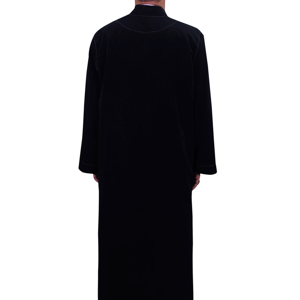 Black Punto Jubbah S, M, L, XL, 2XL  Punto Jubbah, Islamic Mens Wear, Mens Abaya, Thobe, Galabiyya, Long Kurta, Cubbe AKCN08