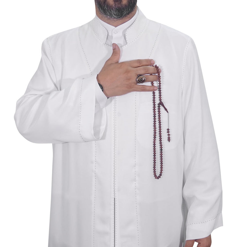White Punto Jubbah S, M, L, XL, XXL  Punto Jubbah, Islamic Mens Wear, Mens Abaya, Thobe, Galabiyya, Long Kurta, Cubbe AKCN09