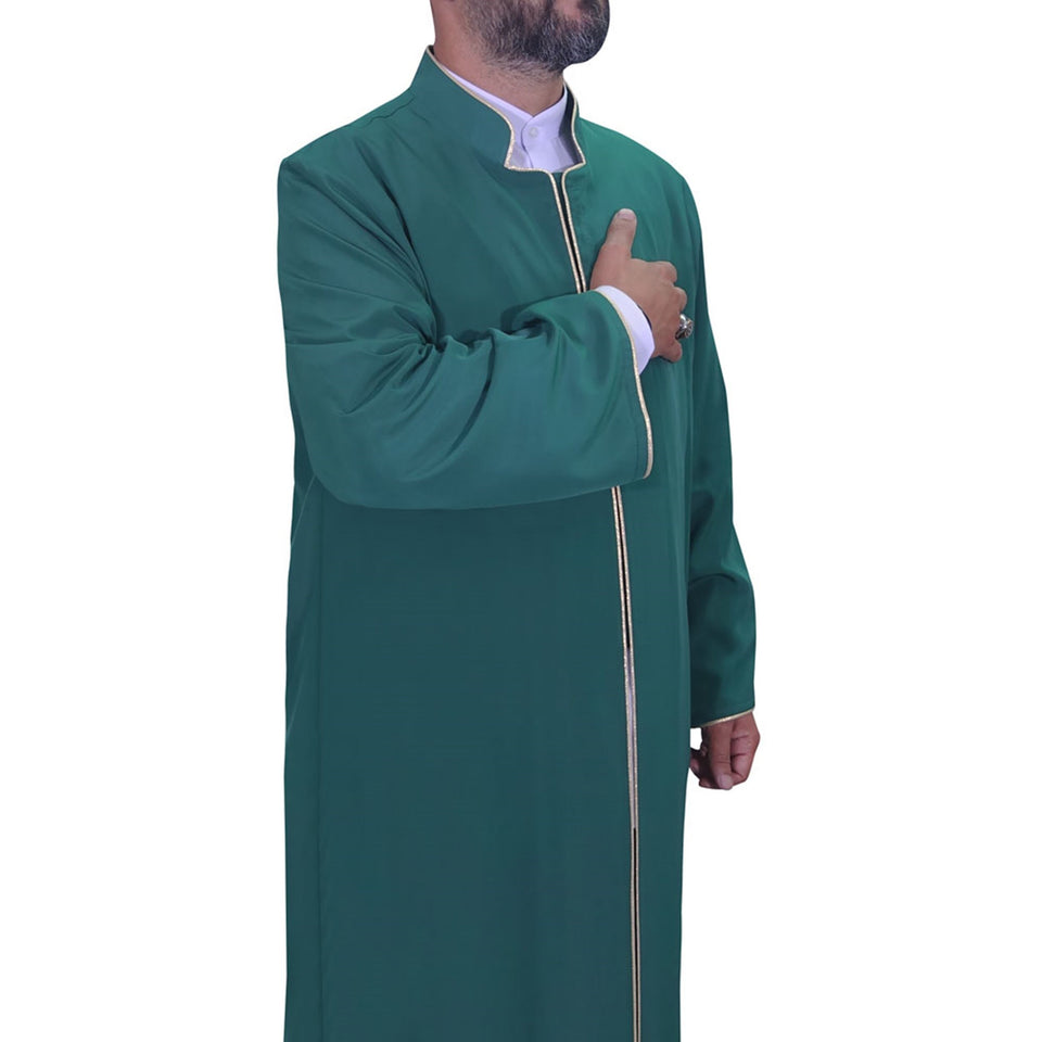 S, M, L, XL, XXL Green Jubba with Bias Mens Wear, Thobe Galabiyya, Jubbah, Omani, Jellabiya, Disdash, Robe, Kurtah, Sunnah, Ramadan AKCN17