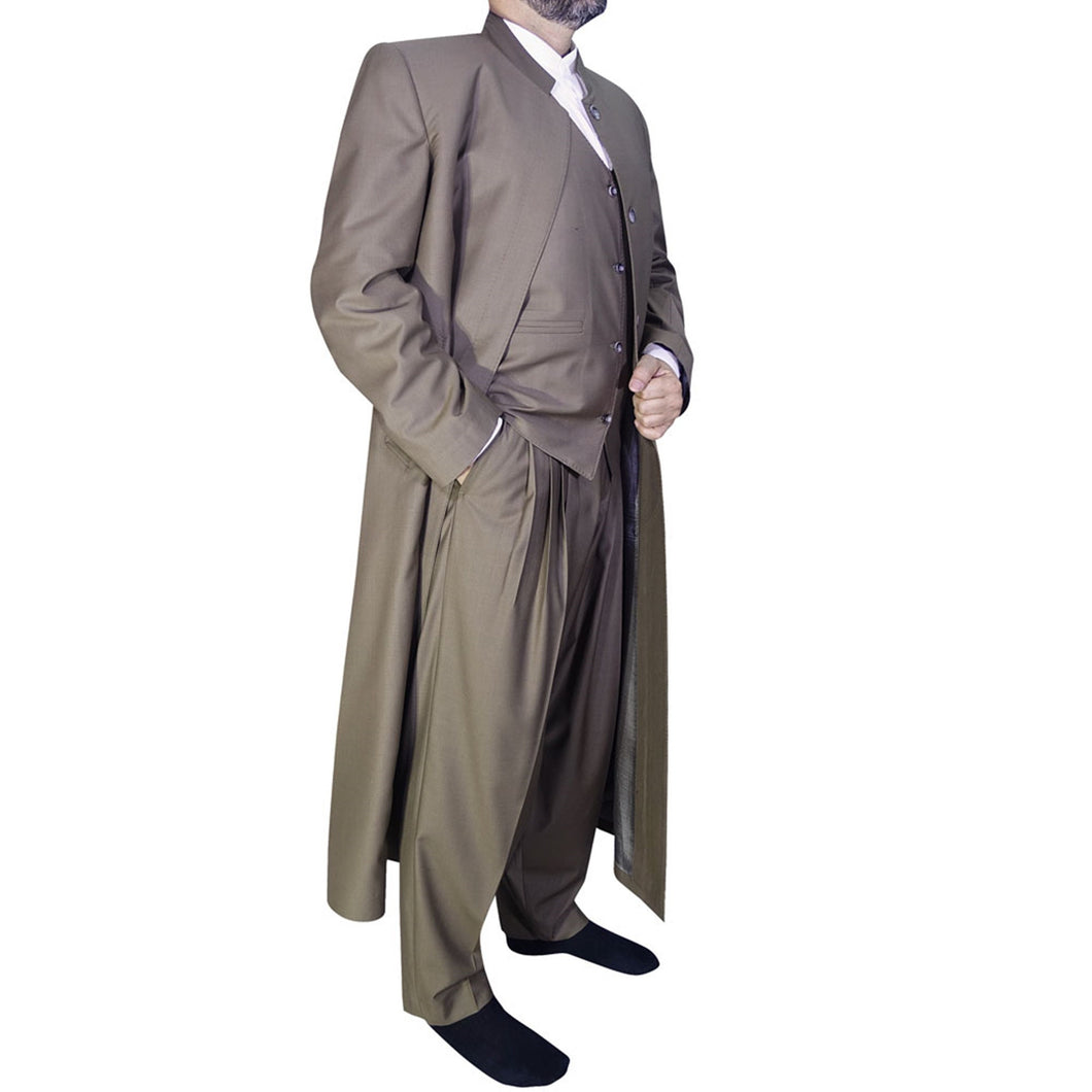 Brown Modest Suit and Shalwar for Muslims, Lux Jubba and Modest Trausers, Sunnah Clothing, Mens Islamic Clothes AKCN18