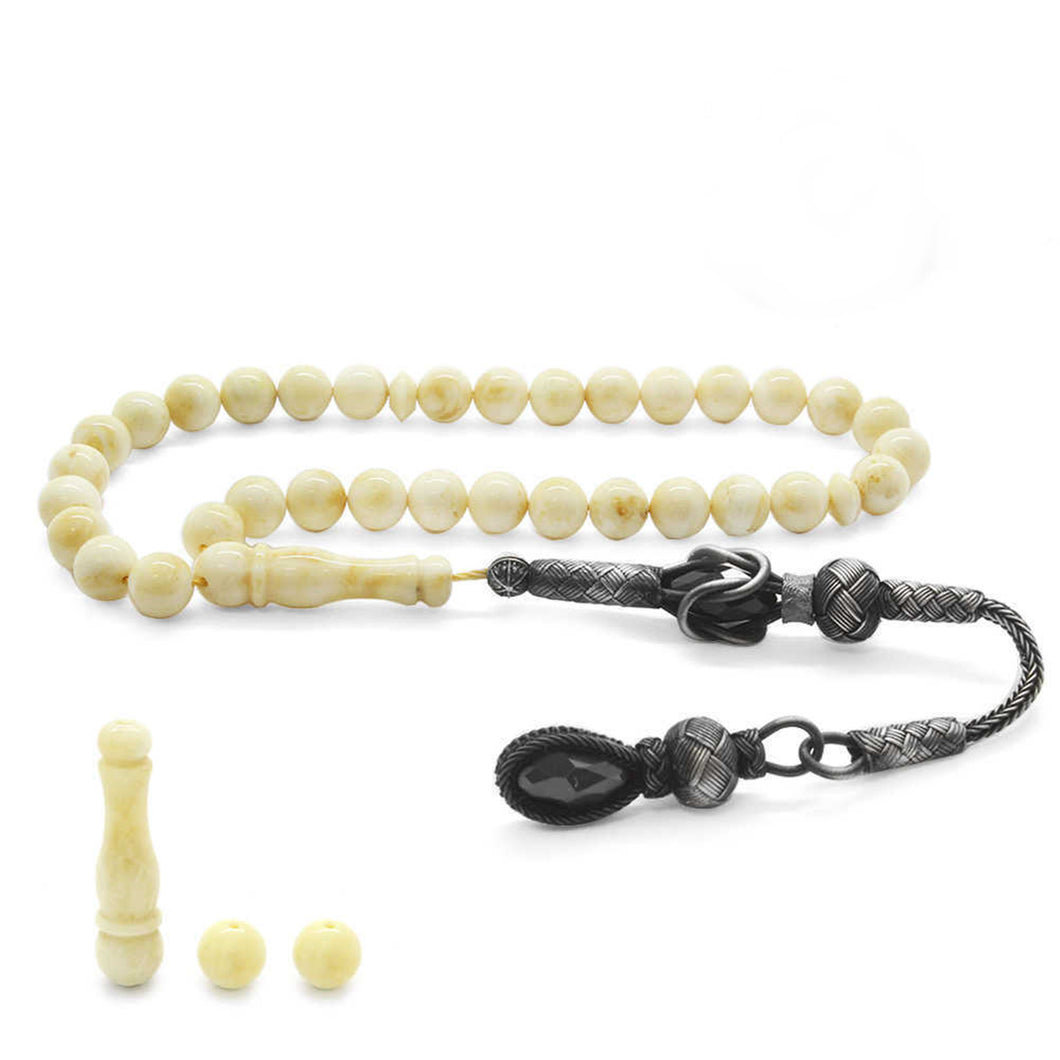 7 mm Genuine Amber Tasbih with Kazaz Tassel, 33 Beads Tasbeeh with SilverTassel, Muslim Prayer Beads, Misbaha, Rosary, Tesbih TSB01 - islamicbazaar