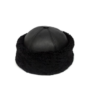 Black Winter hat, Head warmer, Leather hat, Beanies, Fur hats, Skullcap, Cap, Hunting Hat, Dirilis Cap
