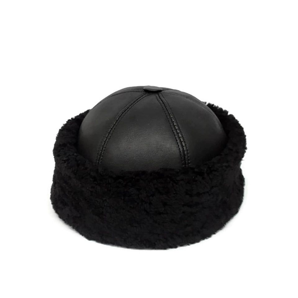 Black Winter hat, Head warmer, Leather hat, Beanies, Fur hats, Skullcap, Cap, Hunting Hat, Dirilis Cap