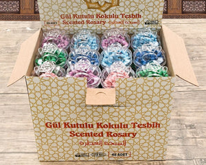 48 Pcs Rose Scented Rosary kasama ang Rosebud Case, 99 Misbahas Prayer Beads, Rose Scented Beads