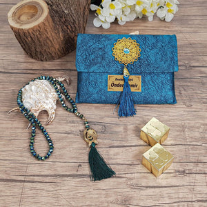 Velvet Yaseen Book Set, набор Yaseen Favors, чехол-сумка и набор молитвенных бусин, хадж мабрур, коран сувениры, уникальный исламский подарочный набор MVD18