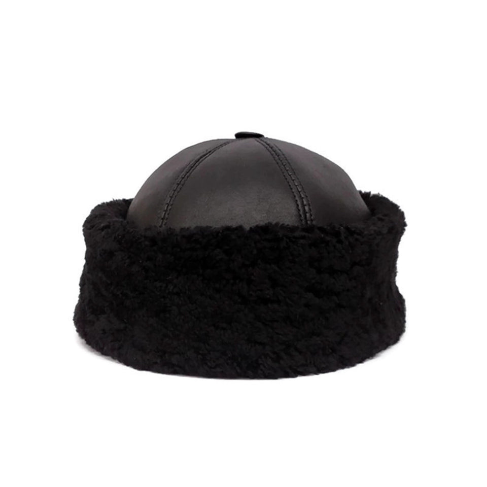 Black Winter hat, Head warmer, Leather hat, Beanies, Fur hats, Skullcap, Cap, Hunting Hat, Dirilis Cap