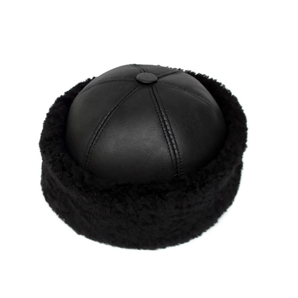 Black Winter hat, Head warmer, Leather hat, Beanies, Fur hats, Skullcap, Cap, Hunting Hat, Dirilis Cap