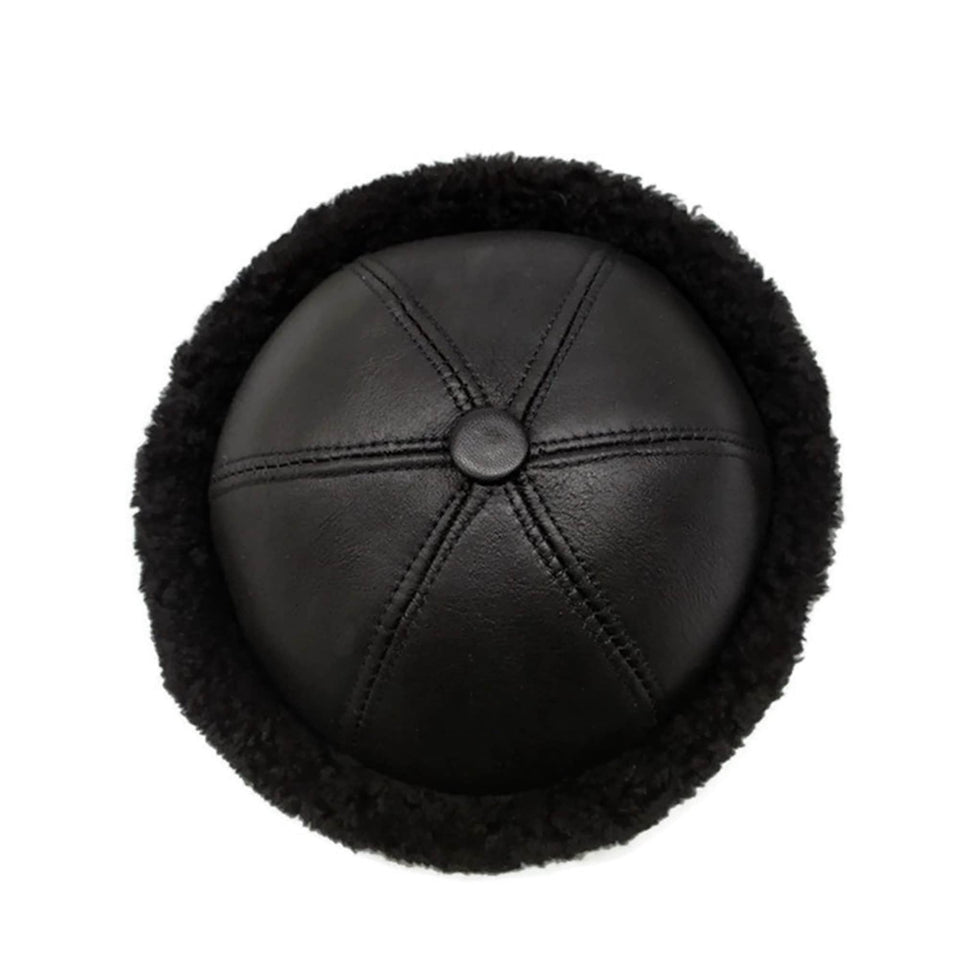 Black Winter hat, Head warmer, Leather hat, Beanies, Fur hats, Skullcap, Cap, Hunting Hat, Dirilis Cap