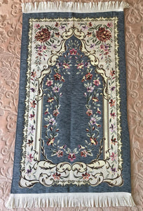 Islamic Turkish Lux Chenille Floral Prayer Mat Janamaz Sajjada, Prayer Rug, Unique Muslim Gift