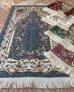 Tapis de prière floral luxueux turc islamique Chenille Janamaz Sajjada, tapis de prière, cadeau musulman unique