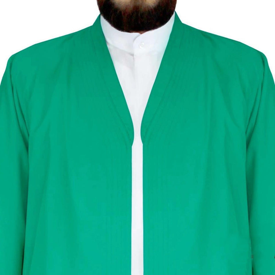 S, M, L, XL, XXL Plain Mens Grass Green Thobe, Galabiyya, Jubbah, Muslim Long Kurta, Muslim Clothes, Basic Jubbah, Prayer Robe - islamicbazaar