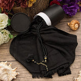 Matte Black Cylinder Gift Set, Shawl and Pearl Bead Tasbeeh Set, Housewarming Gift, Hajj Mabrour Gift Set MVD28